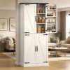 72" Tall White Kitchen Pantry Cabinet Farmhouse Storage with 8 Door Racks And Adjustable Shelves for Kitchen Organization