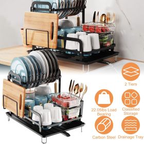 2-Tier 16.65x14.57x13.11in Dish Drying Rack for Kitchen Dish Rack with Drainboard Detachable Kitchen Drainer Organizer Set with Utensil Holder Bowl Ra