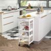Rolling Kitchen Cart Kitchen Trolley, Mobile Prep Station with Drawer, Shelves, Basket, White